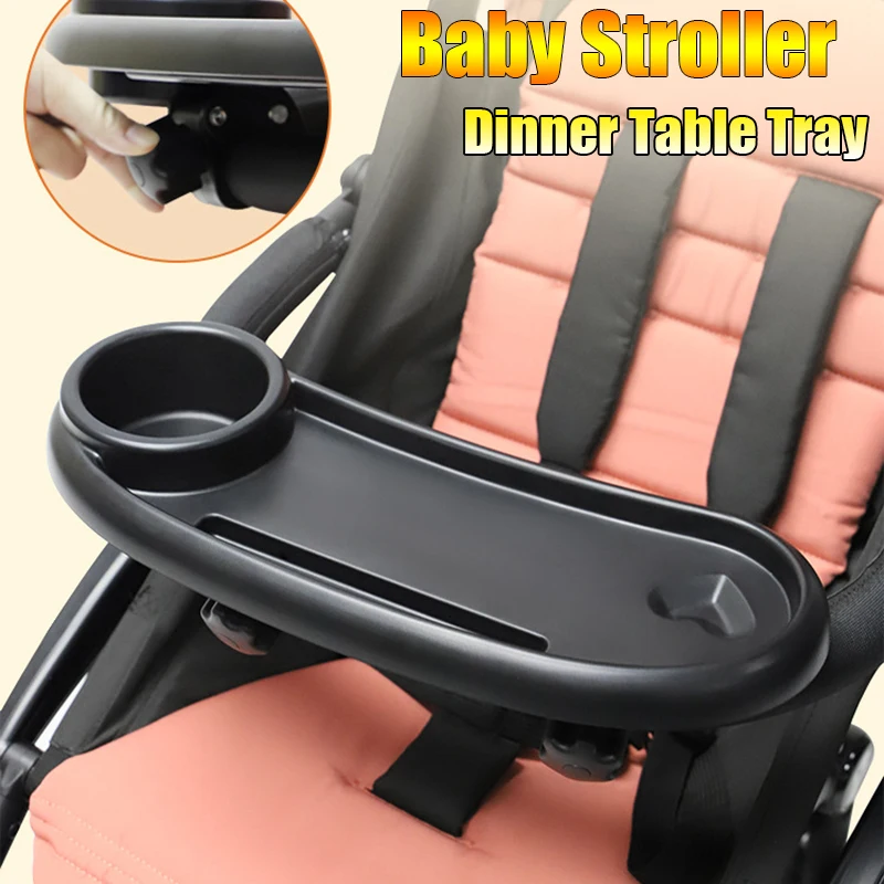 

3 In 1 Baby Stroller Dinner Table Tray Plate Handrest Accessories Supplies for Toddler Infant Girls Boys Milk Bottle Cup Holder