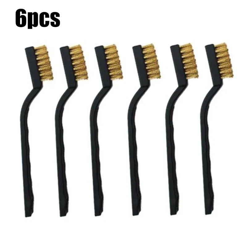 

6pcs/set Brass Wire Brush Set Mini Metal Remove Rust Brushes Brass Cleaning Polishing Detail Metal Brushes For Cleaning Rust