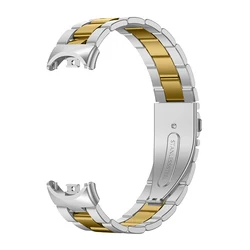 Premium Stainless Steel Watch Strap for Smart Bands - Sleek Metal Bracelet Accessory (Silver - Gold)