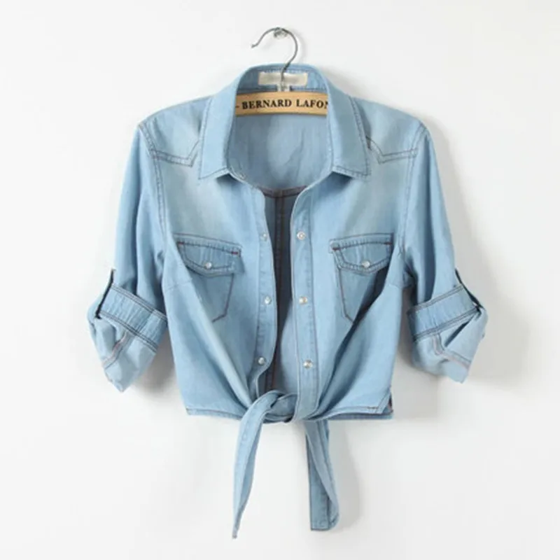 

2019 Summer New Fashion Lace-up Denim Small Cape Sunscreen Shirt Women's Large Size Korean Style Short Women Coat Thin