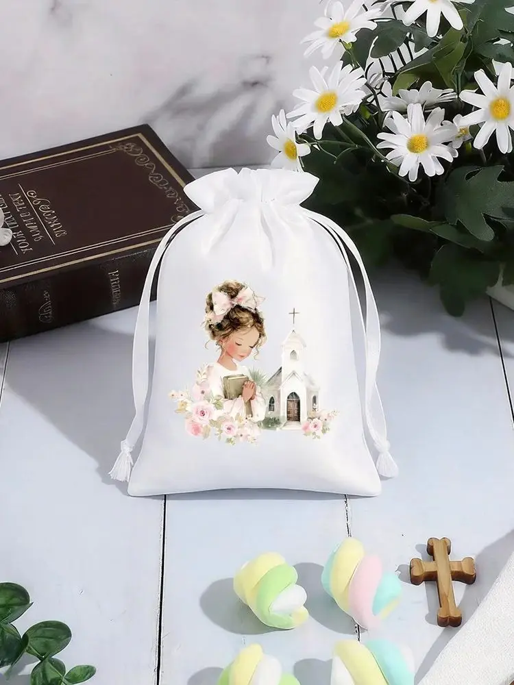 5 Stück 13x18cm Geschenktüten für die Erstkommunion mit Blumendesign, Religiöse Zeremonie-Gastgeschenke, Dankeschön-Geschenke, Partydekoration – Detail 5