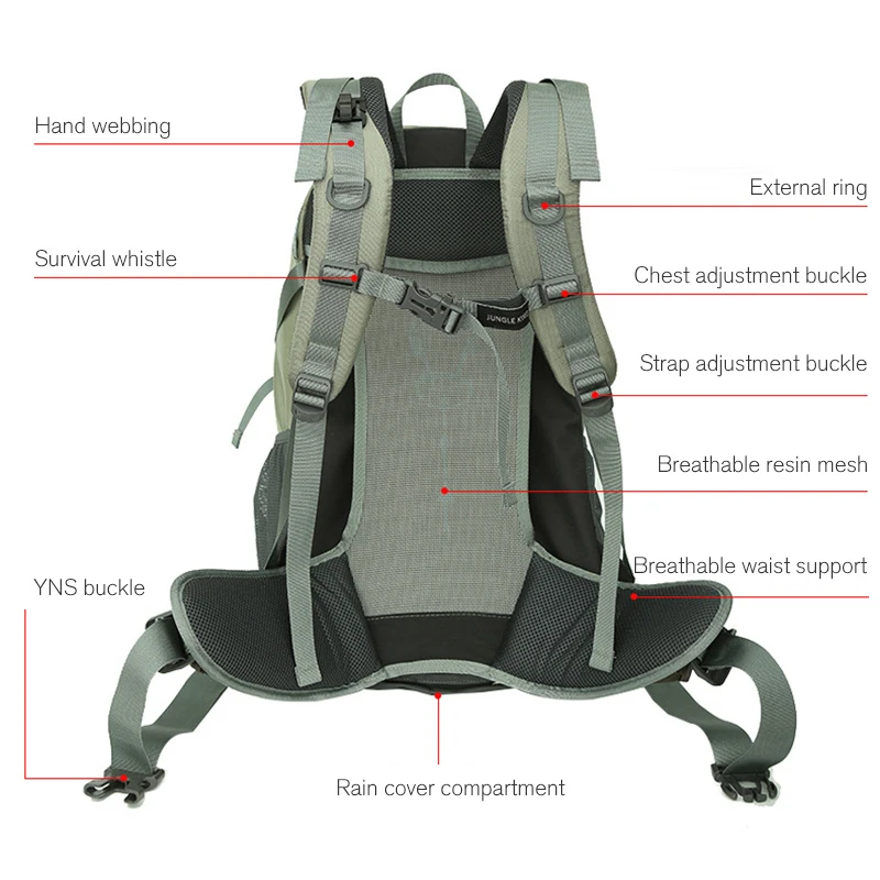 JUNGLE KING 40L Waterproof Climbing Bag Travel Backpack