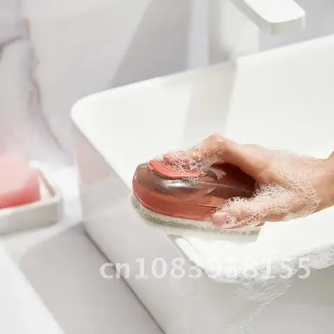 

Brush Cleaning 2 In 1 With Removable Sponge Brush Dispenser Sponge Dishwashing Brush Shoes Cleaning Brush Kitchen Tools