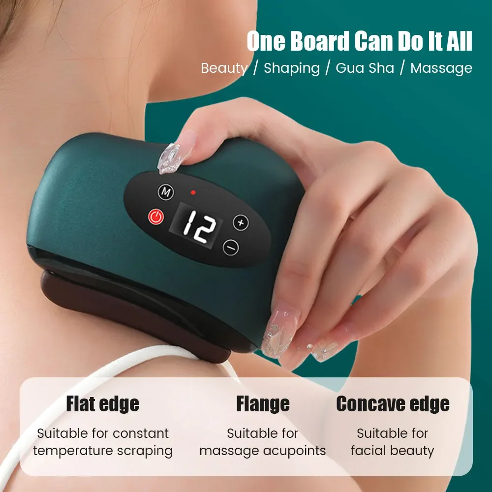 Electric Gua Sha Massager – Heat, Vibration & LED for Face, Neck & Body