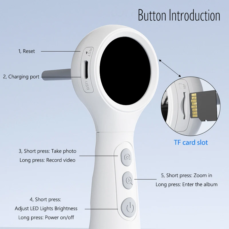 Visual Otoscope Camera 1.38'' Screen Digital Ear Cleaner HD1080P Video Ear Endoscope 6LEDs Ear Wax Removal Tool for Adults Kids 5