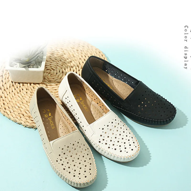 luxury 2022 flats shoes for woman fashion breathable sneakers leathers women shoes Comfortable soft bottom Slip-On womens shoes