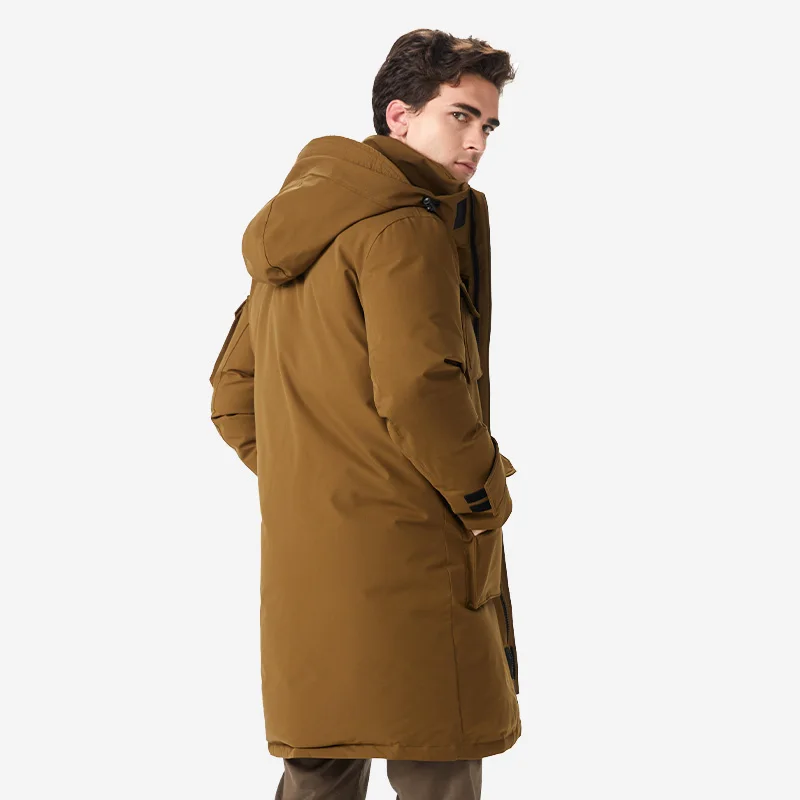 Orolay masculino quente com capuz parka para baixo casaco engrossado jaqueta de inverno com multi-bolsos