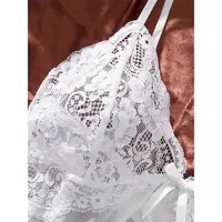 Un ensemble de chemise de nuit Ultra Sexy en Tulle, soutien-gorge à col en v, jupe de nuit ouverte, robe érotique pour femme, pyjama transparent, pantalon de Lingerie, kit de luxe 4