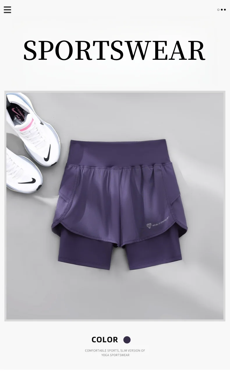 Description Picture 3 of itemDRUR Women Running Shorts 2 In 1 Quick Dry High Waist Summer Hiking Shorts With Pocket Lightweight Cycling Clothes Athletic Wear
