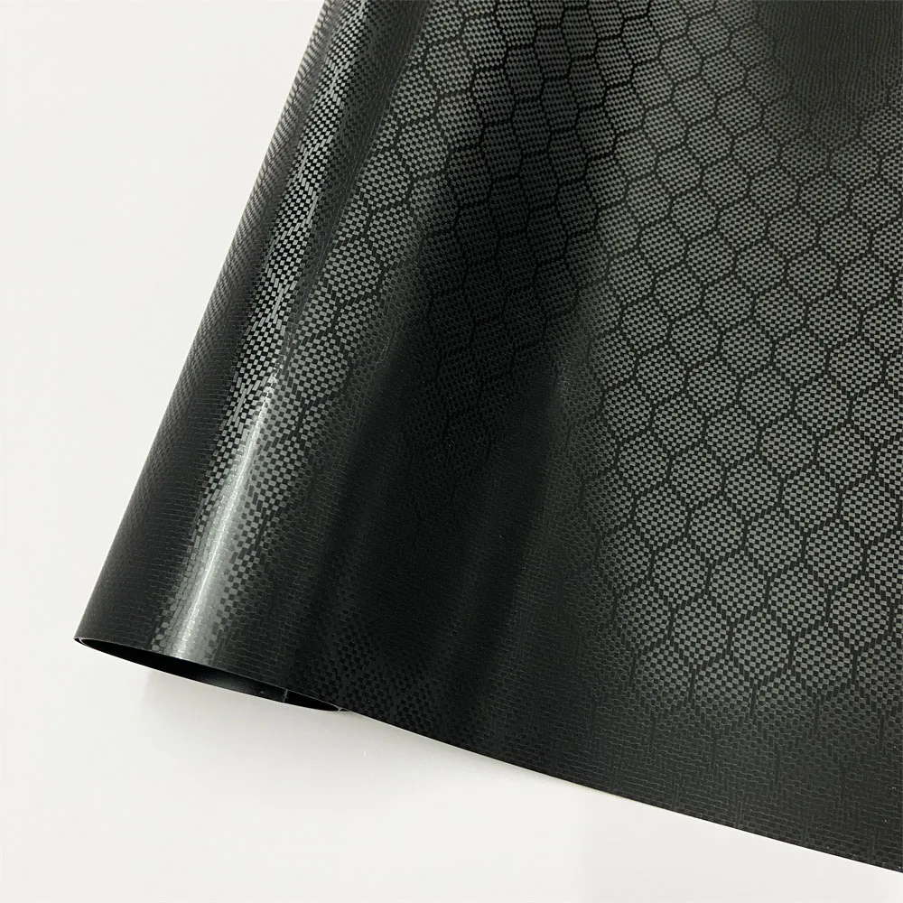 Glossy Black Cosmic Hex Forged Carbon Fiber Vinyl Wrap for Vehicle Accessories