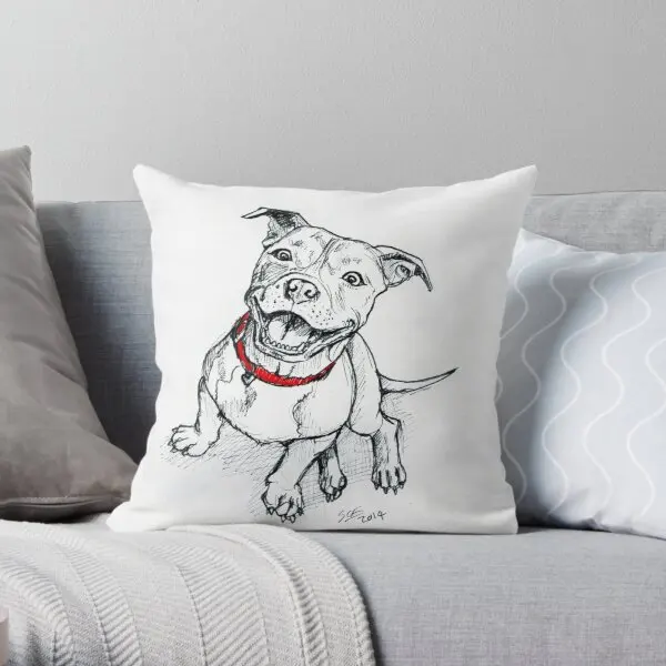 

Happy Staffie Printing Throw Pillow Cover Home Decorative Hotel Cushion Sofa Bedroom Office Decor Pillows not include One Side