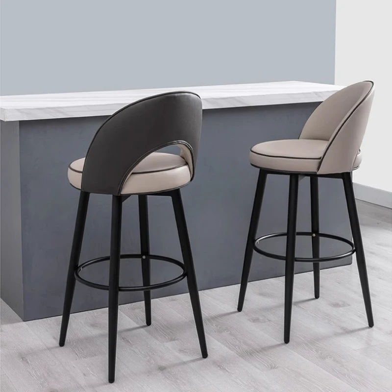Home Rotating High Stool Island Table Dining Chair Bar Hotel Front Desk Light Luxury Backrest Bar Chair Nordic Table Luxury