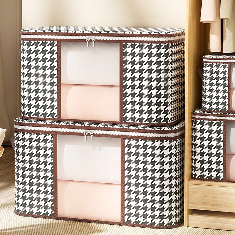 50/75L Large Capacity Clothes Quilt Storage Bag Non-woven Fabric Closet Organizer Dust-proof Moisture-proof Household Packaging 4