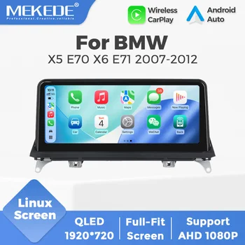 MEKEDE Radio para coche con pantalla Linux de 10,25 pulgadas, sistema dual, para BMW X5 E70 X6 E71 CCC CIC, Carplay inalámbrico, Android, reproductor de vídeo multimedia, Mirror Link, BT, GPS, Smart 2Din, Autoradio 1