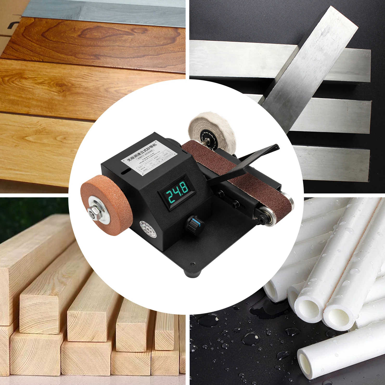 Electric Mini Belt Sander DIY 350W for Knife Making Upgrade Knife Sharpening with 10PCS Abrasive Belt 5