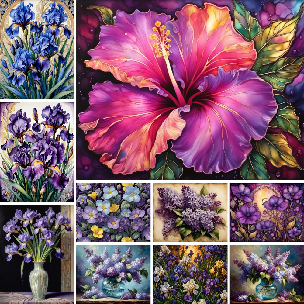 Blumen Iris vor gedruckt 11ct Kreuz stich Stickerei Set dmc Fäden Nähen Handarbeit Handwerk Handwerk gezählt Zahnseide Großhandel – Detail 1