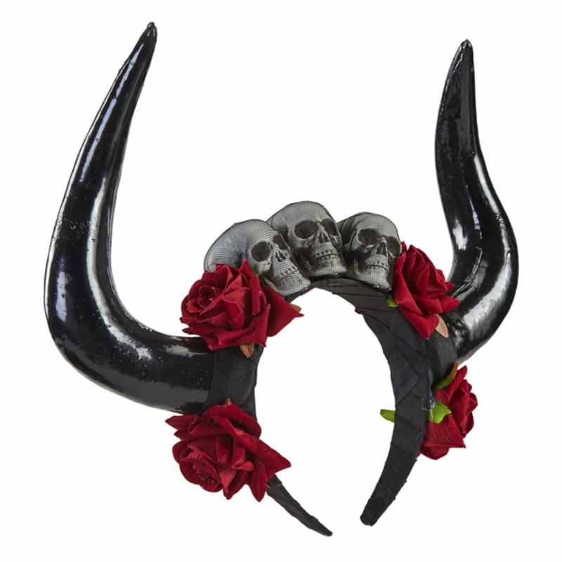 

Halloween Demon Horn Devil Horns Headband Day Of the Dead Headband Antelope Headband Skull Headband Goth Headpiece 57BD