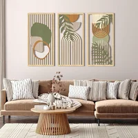 3pcs Bohemian Style Hollow Wooden Wall Art Abstract Geometry Decor for Bedroom Living Room Dining Room Porch 5