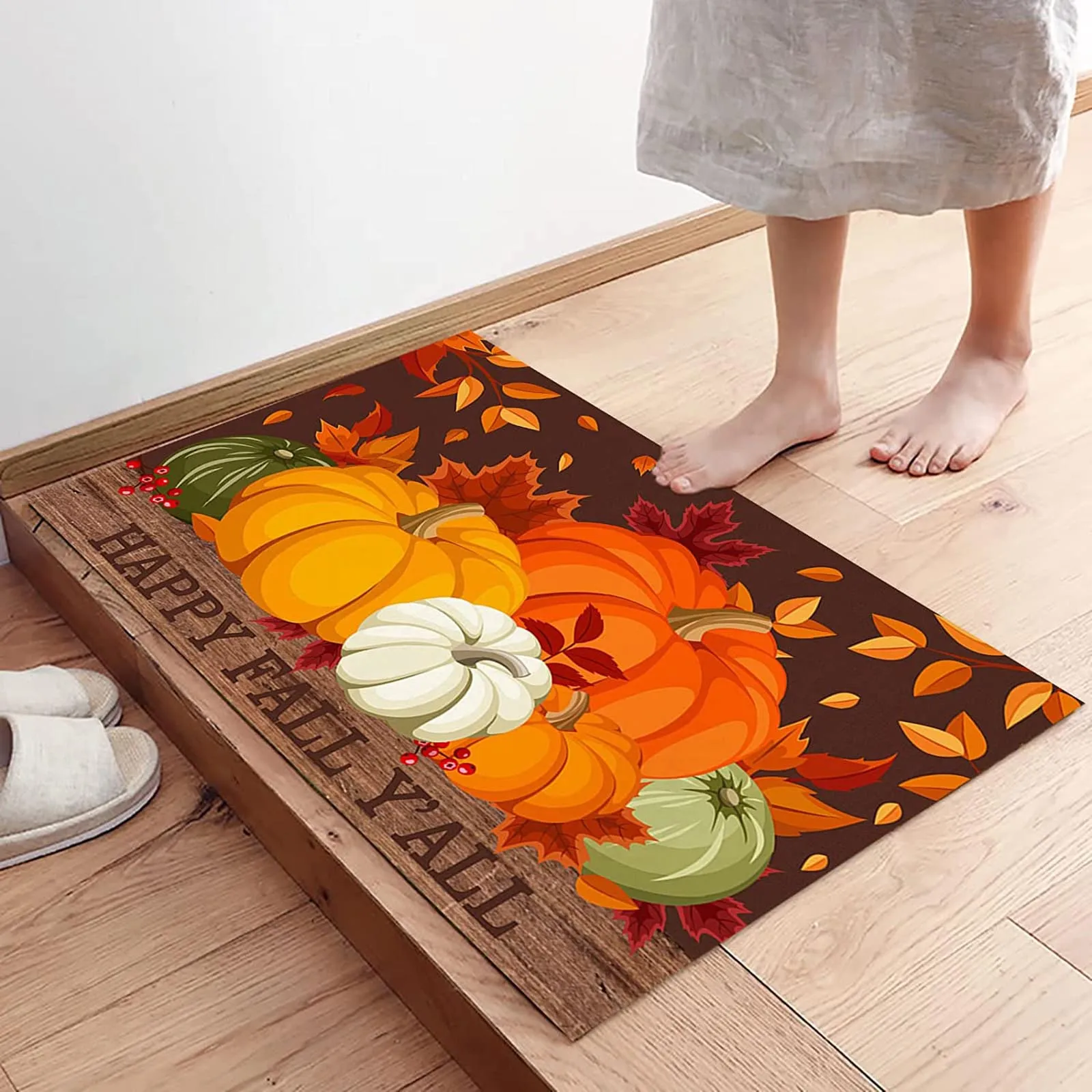 happy Fall Y'all Cute Turkey Door Mat, Indoor Mat, Creative