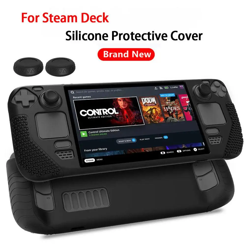 Cubierta protectora para consola de juegos Steam Deck, funda protectora con  botón táctil, pegatinas con soporte, accesorios para controlador -  AliExpress