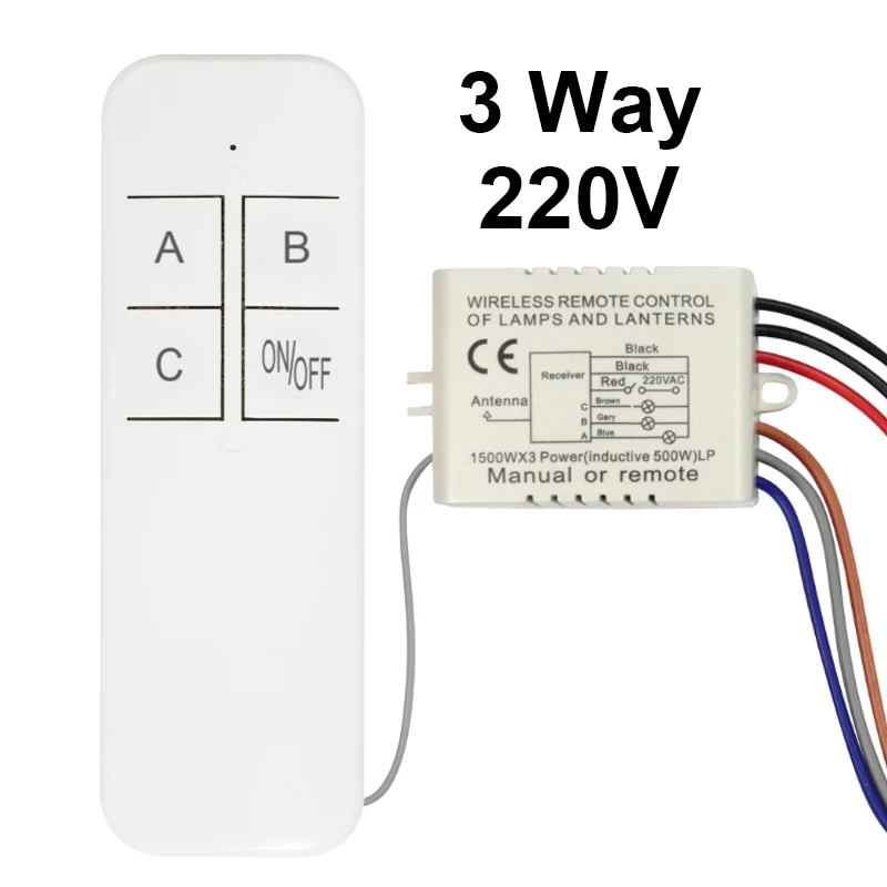 220v Wireless Digital Remote Control Switch 3 Way