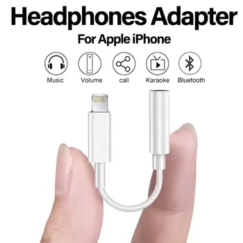 IOS 헤드폰 어댑터, 아이폰 14, 12, 13, 11, X, 8, 7 플러스용, Aux 오디오 스플리터 조명, 3.5mm 어댑터 이어폰 잭 케이블