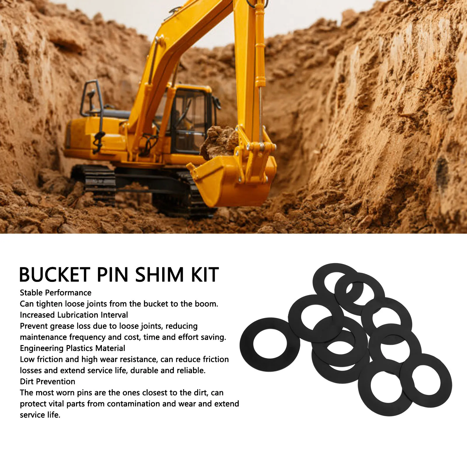 40mm Bucket Pin Shim Kit Friction Resistant Excavator Bucket Pin Shim Replacement for KH14 KH15 KH90
