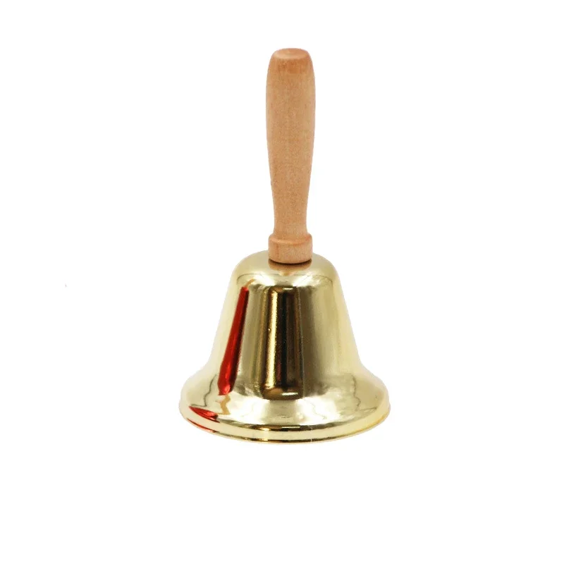Cloche à Main En Laiton Avec Manche En Bois - Son Puissant, Pour Maison, école, Réceptions, Décoration