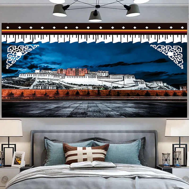 

Tibetan Style Ethnic Macrame Wall Hanging Tapestry Art Cloth The Potala Palace Living Room Bedroom Decor Aesthetic Psychedelic