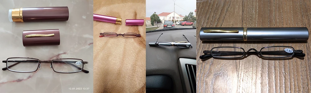 1PC Mode Mini Tragbare Clip Fall Rohr Reader Gläser Dünne Stift Lesebrille Frühling Klapp Brillen mit für Männer frauen – Detail 4