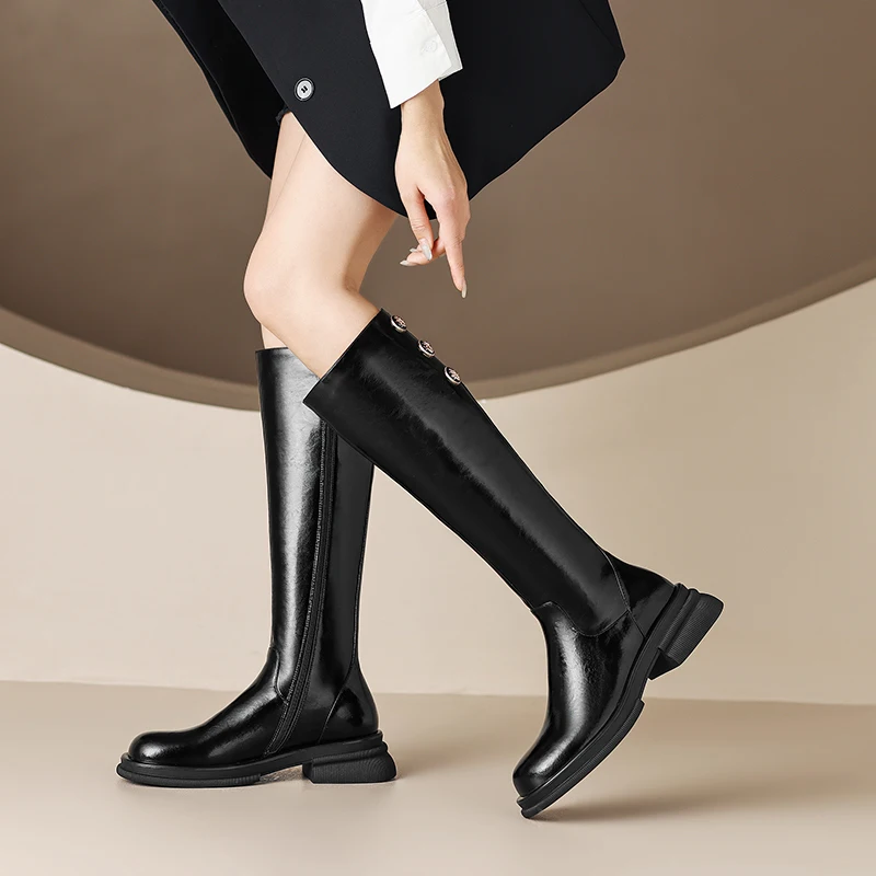 

Брендовые женские сапоги до колена, модная Повседневная зимняя обувь на платформе для женщин, 2022 теплые длинные сапоги с мехом, женская обувь для офиса