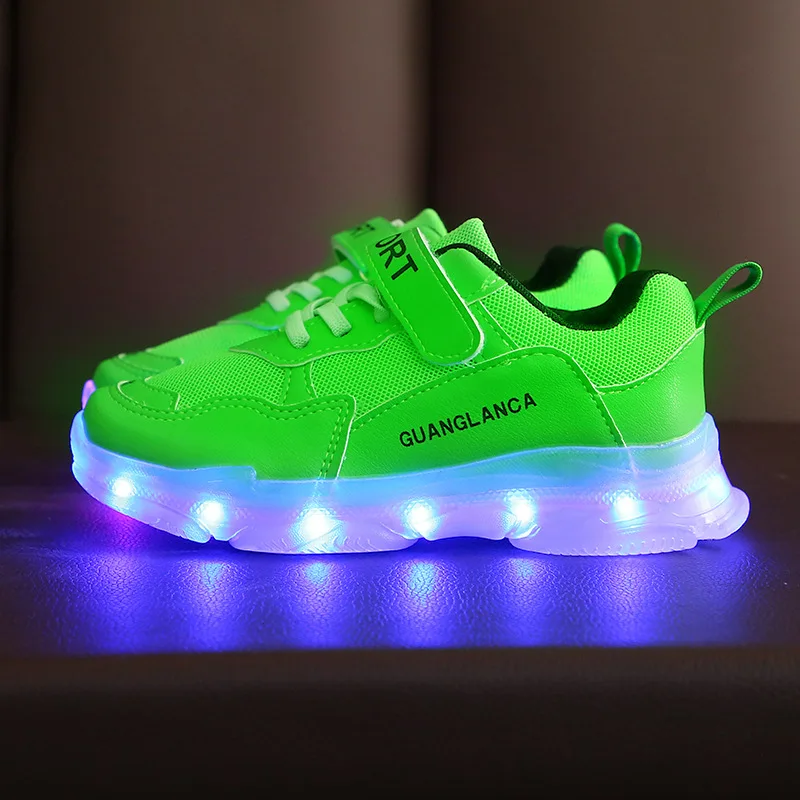 New Children's LED Light Shoes USB Charging Children's Sneakers Mesh Breathable Boys and Girls' Sports Shoes 3