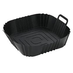 Silicone Air Fryer Baking Plate - Reusable Oven and Fryer Liner for Pizza & Fried Chicken, 16cm (Black)