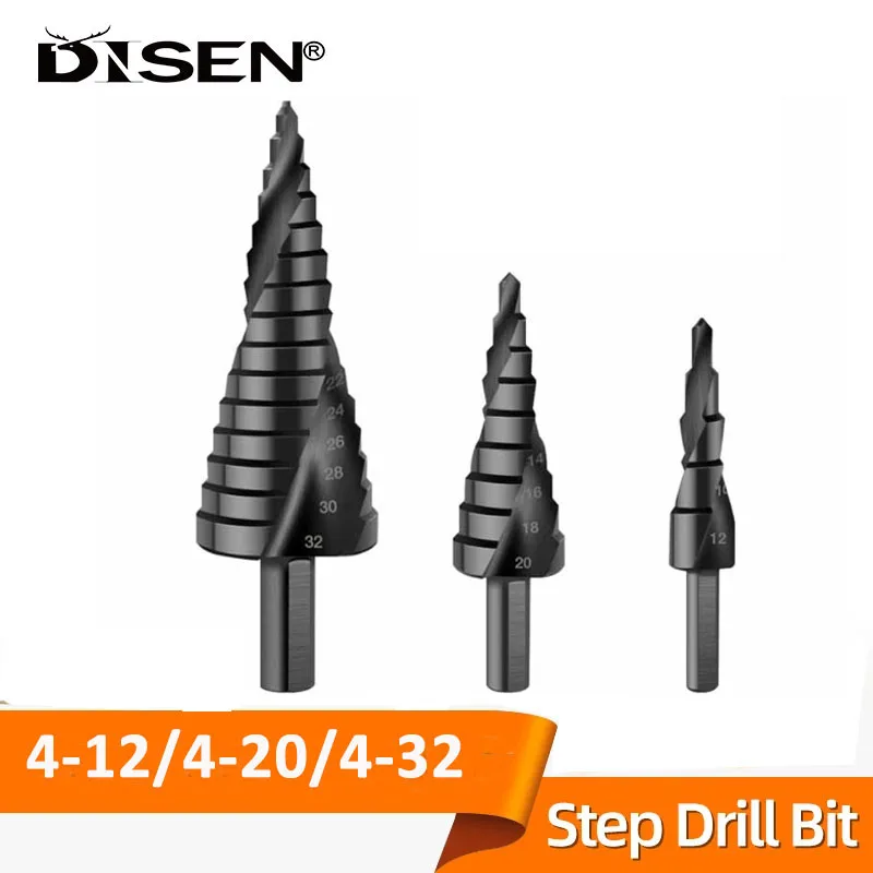 4-12 4-20 4-32mm HSS Cobalt Step Drill Bit Set Nitrogen High Speed Steel Spiral For Metal Cone Triangle Shank Hole Metal Drills