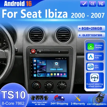 Radio para Auto Android 16 para Seat Ibiza 2000 2001 2002 2003 2004 2005 2006 2007 Reproductor Multimedia para Auto CarPlay GPS Navegación Estéreo 1