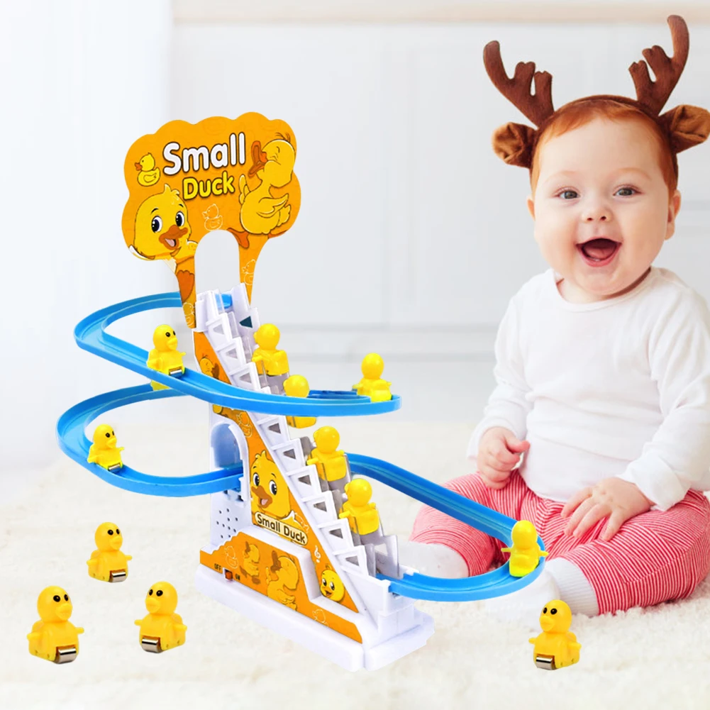 3PCS Racing Car Train Toy Duck/Pig/Dinosaur/Penguin Climb Stairs Toy Stair Climbing for Kids 3 Years Old and Up