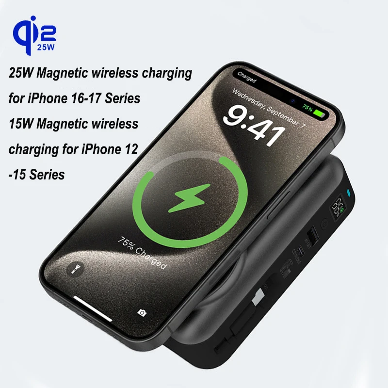 65W GaN USB-C Wandladegerät Powerbank 10000mAh Qi2.2 25W magnetisches kabelloses Schnellladegerät für iPhone 17 16 iWatch Laptop Powerbank_voghion.com