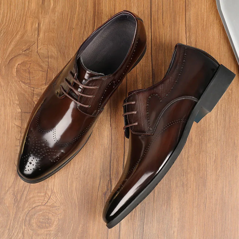 2024 Man Split Leather Shoes Rubber Sole Man Business Office Male Dress Lether Shoes Genuine Leather Wedding Party Shoes Plus 48 2