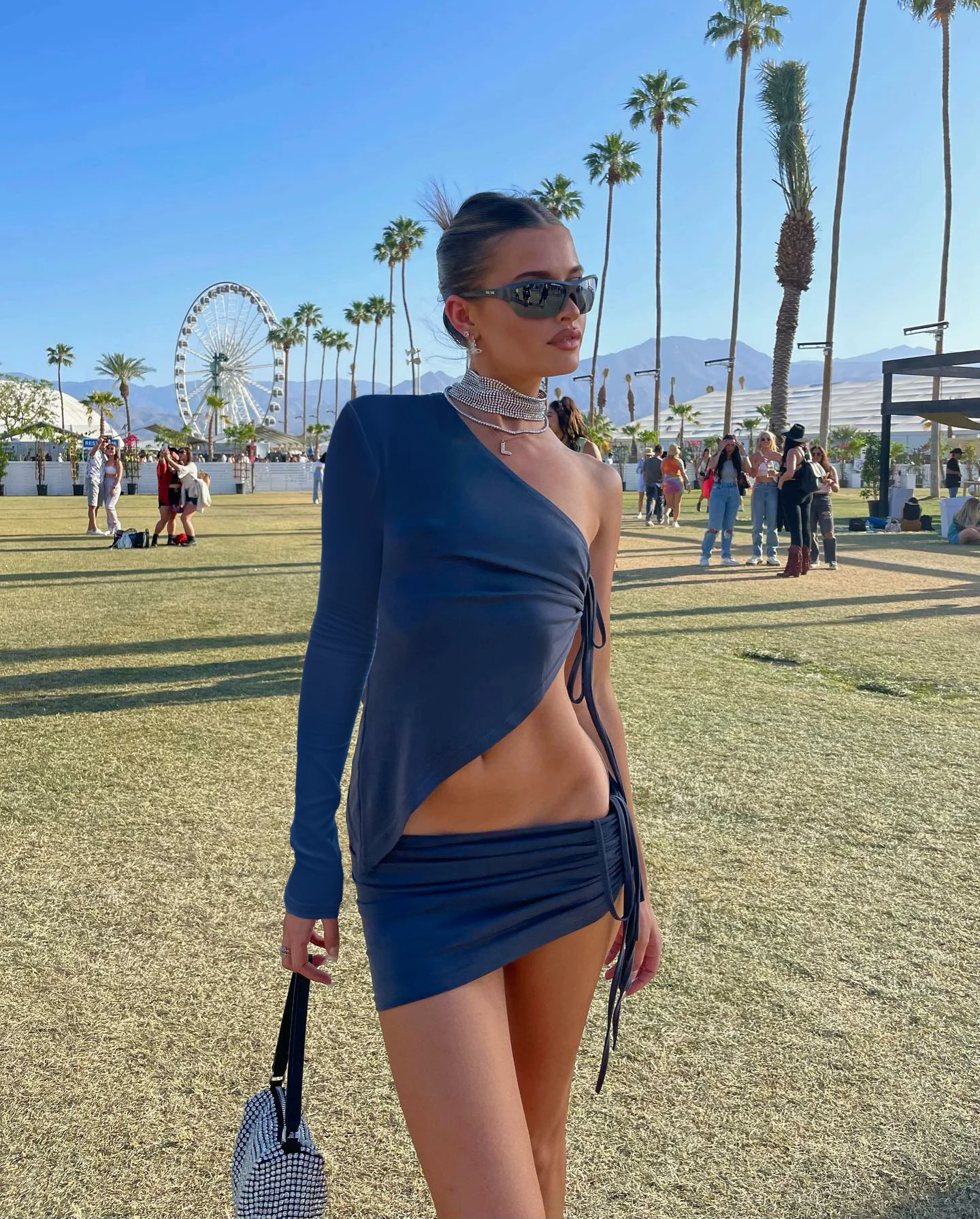 

Sexy Womens Two Piece Summer Outfits Long Sleeve One Shoulder Drawstring Tops And Skirt Set Club Street Style Fashion S M L