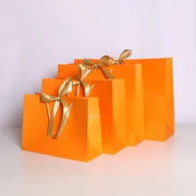  10pcs Large White Kraft Paper Packaging Bag Garment Gift Paper Bag with Handles Small Black Paper Shopping Bag 