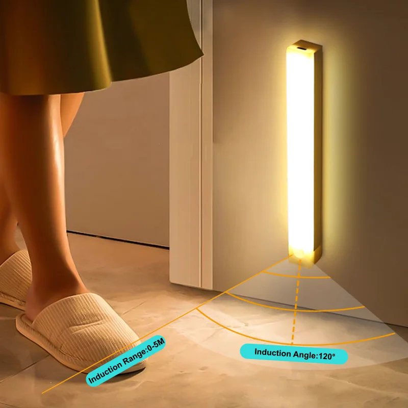 USB Rechargeable Motion Sensor LED Bar Light Induction Night Light Portable Long Strip Cabinet Lamp for Kitchen Bedside Wardrobe motion sensor light led cabinet light led light bar