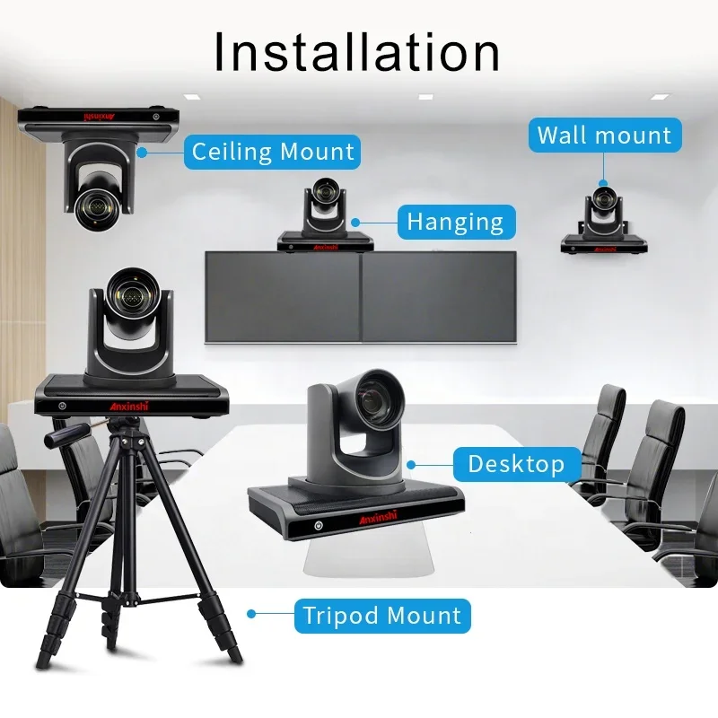 NDI PTZ 화상 회의 카메라, 4K, 8MP, IMX415, NDI, HX, HD-MI, SDI, USB 3.0, LAN, POE, VISCA, RTMP, NDI 프로토콜, PTZ, 4K, 12 배 줌