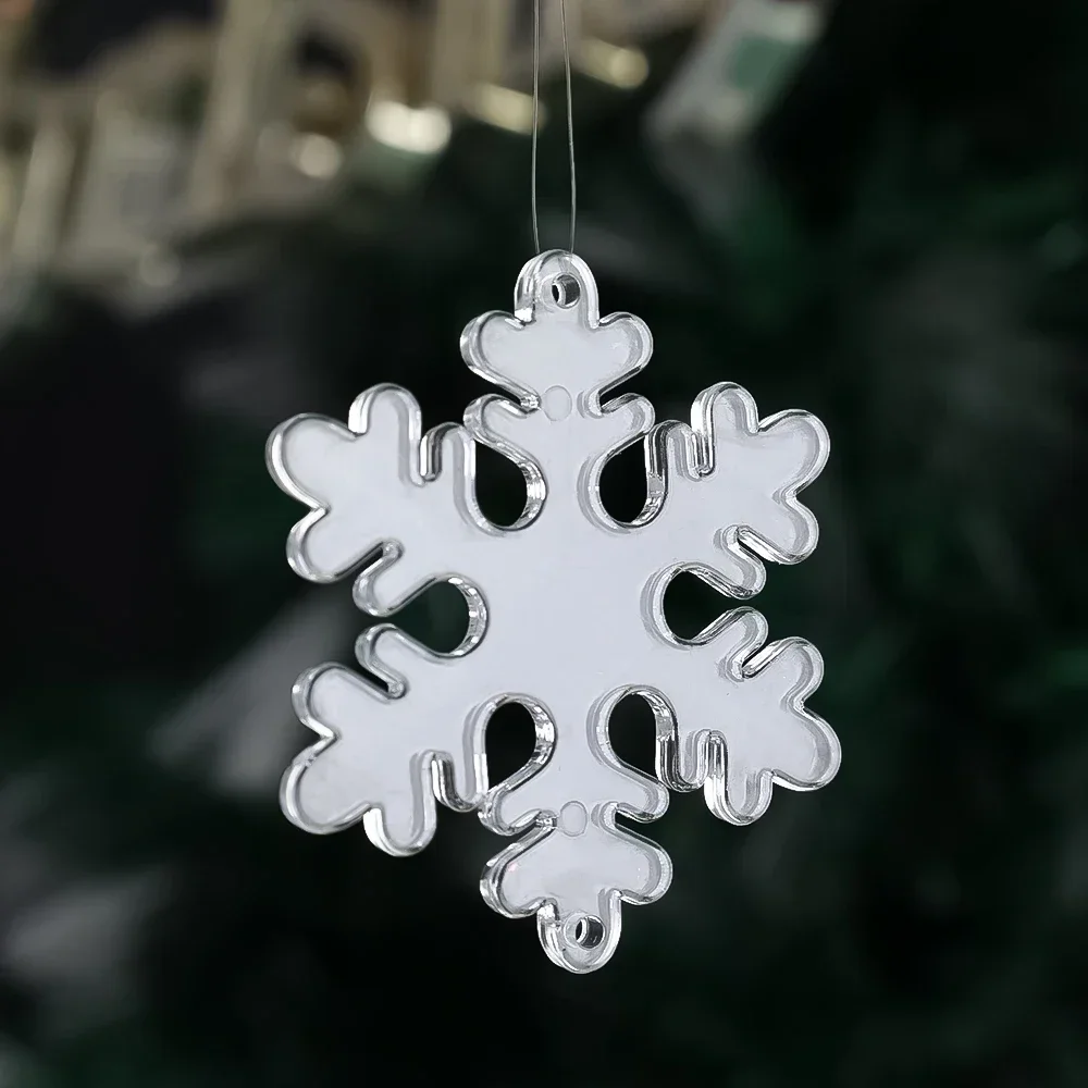 10pcs Christmas Snowflake Pendant Acrylic Transparent Crystal Pendant Ornaments Christmas Tree New Year Home Decorations
