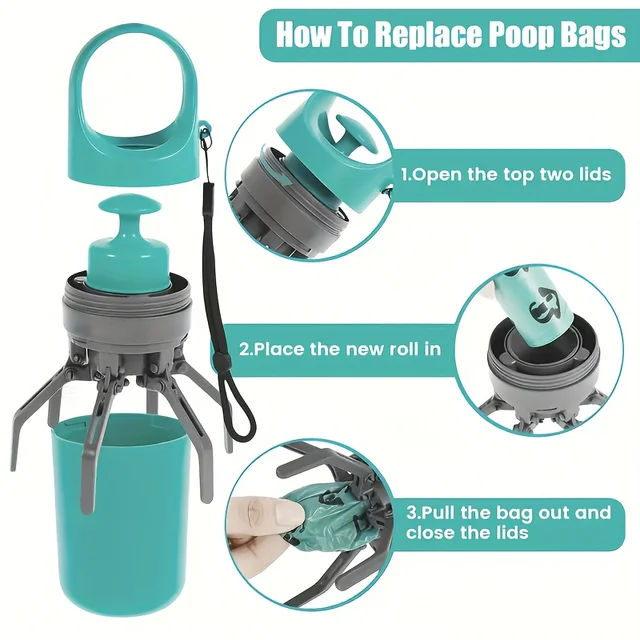 Portable Dog Pooper Scooper, Pet Waste Pick-up, Outdoor Cleaner, Built-in Garbage Bag, Handheld Pet Poop Grabber,No Touch Design 2