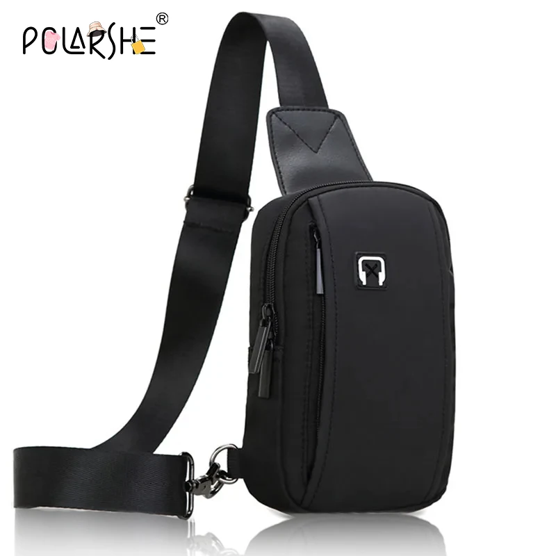 

Polarshe Travel Sports Chest Bags for Men Oxford Cloth Crossbody Shoulder Pouch With with Headphone Jack Fashion Brand Sling Bag