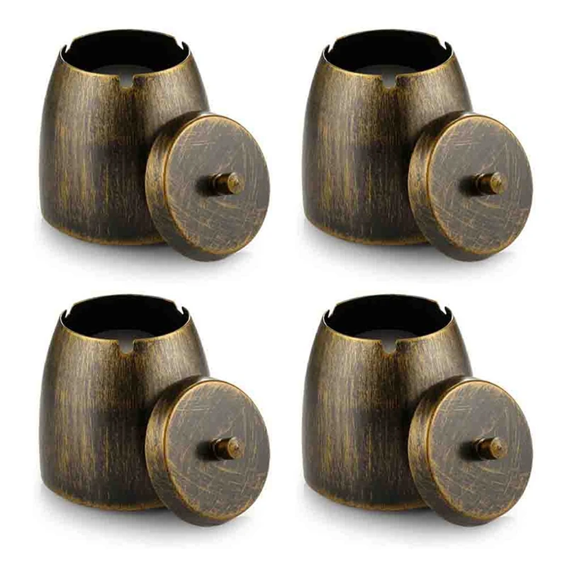 

4X Wind Ashtray With Stainless Steel, Ashtray Wind And Rainproof, With Non-Slip Base, Table Ashtray