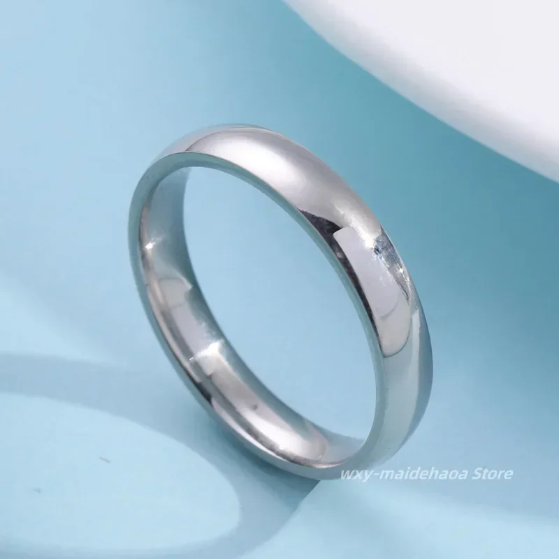engagement rings wedding rings couple rings fashion rings fashion ring stainless steel rings finger rings metal rings 4mm Stainless Steel Ring for Women and Men Classic Couple Rings Wedding Engagement Jewelry