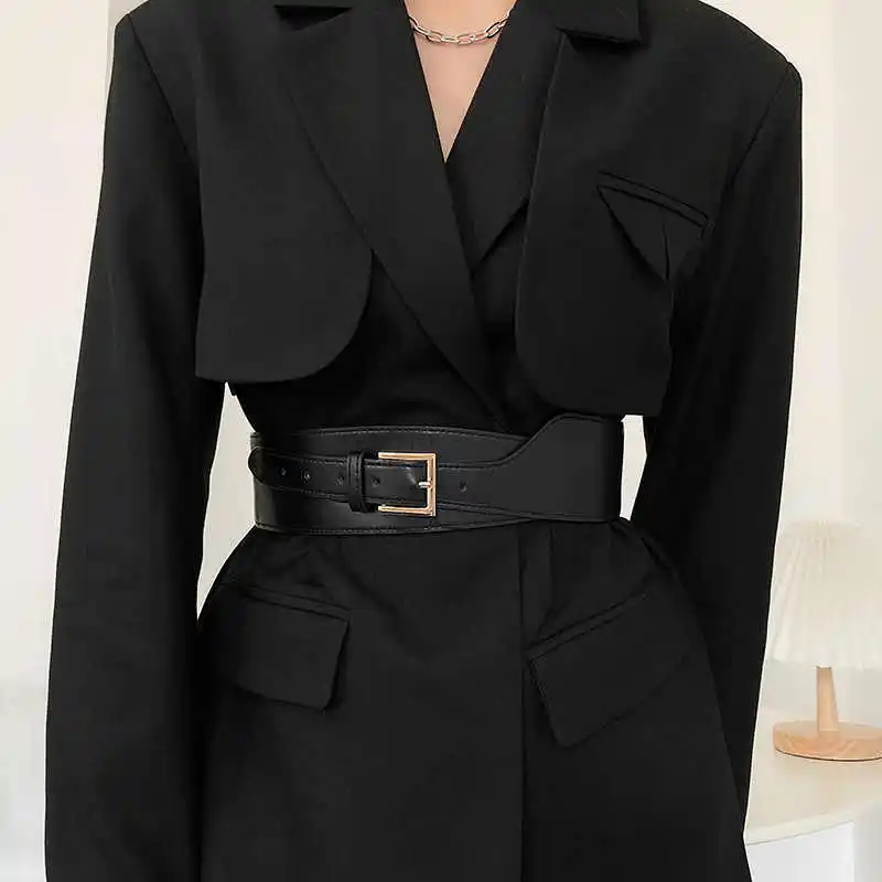 1pcs Belt Women Ins Wind Versatile Korean Version Black Dress Wide Waist Cincher Women Summer Outerwear Fashion Suit Decorative womens dress belt