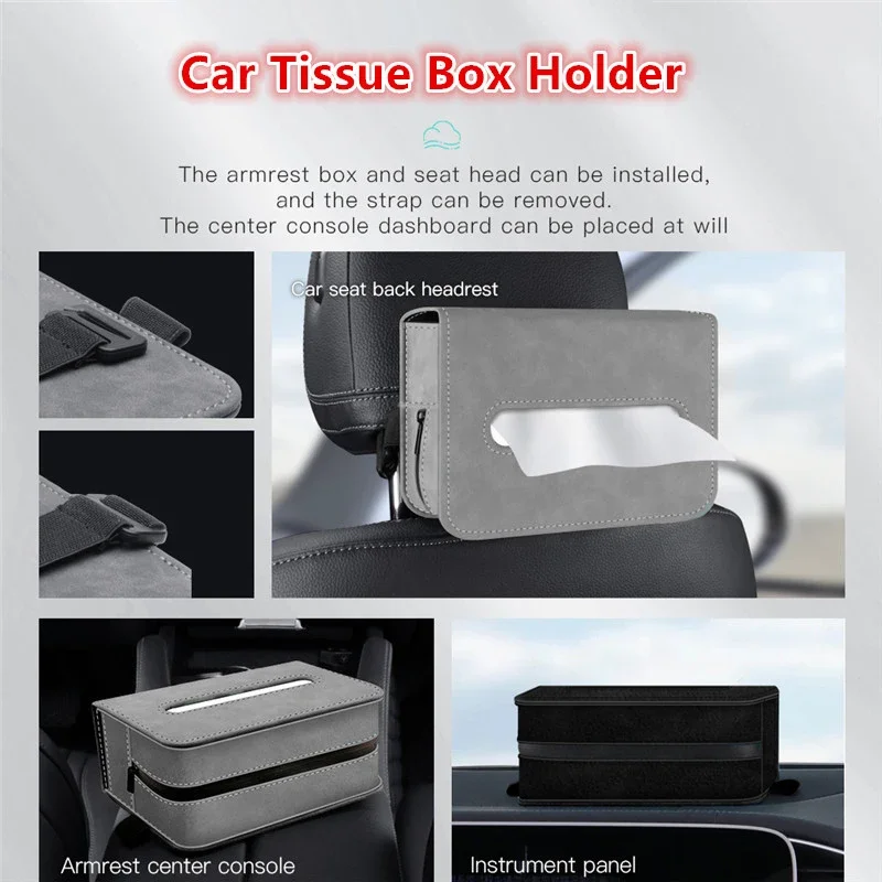 Car Tissue Holder,Car Tissue Box for Car Visor,Tissue Box Cover for Car  Backseat, Convenient Visor & Console Compatible Tissue Box Holder for  Car,Fits