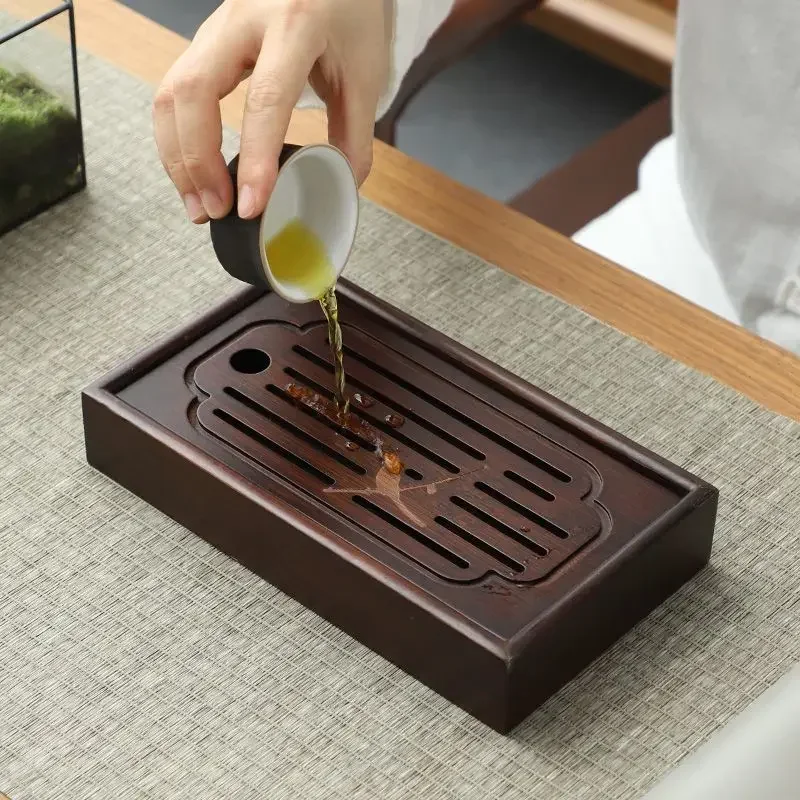 

Japanese Portable Tea Serving Tray Travel Zen Mini Bamboo Tea Tray Wooden Small-scale Drainage Outdoors Exquisite Board Set